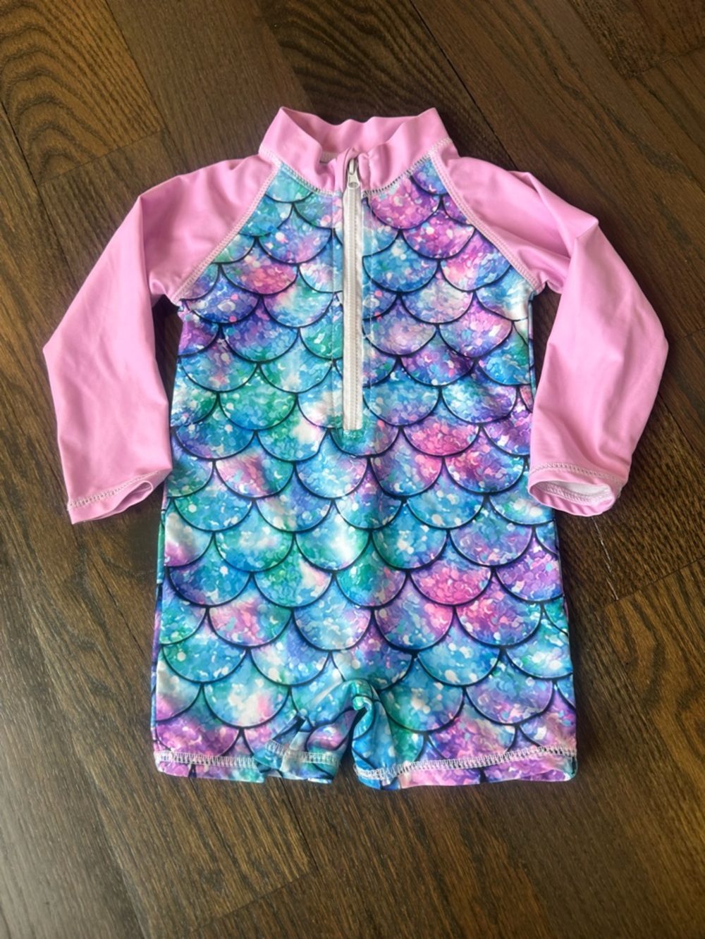 Kids' Pink Mermaid Scale Rash Guard Swimsuit